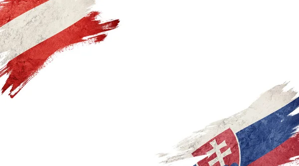 Vlajky Rakouska a Slovenské republiky na bílém pozadí — Stock fotografie